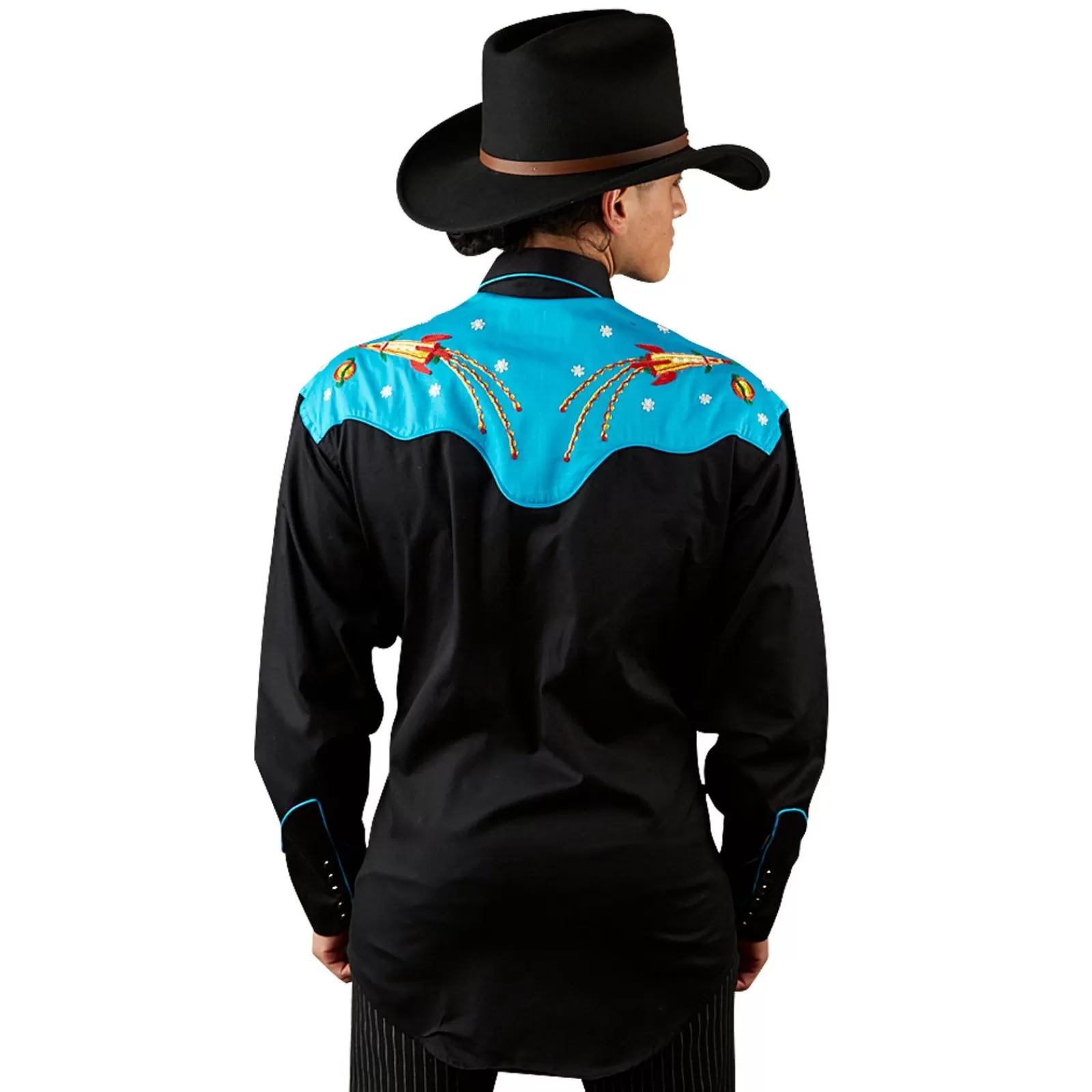 Rockmount Men'S 2-Tone Space Cowboy Embroidered Western Shirt Cheap