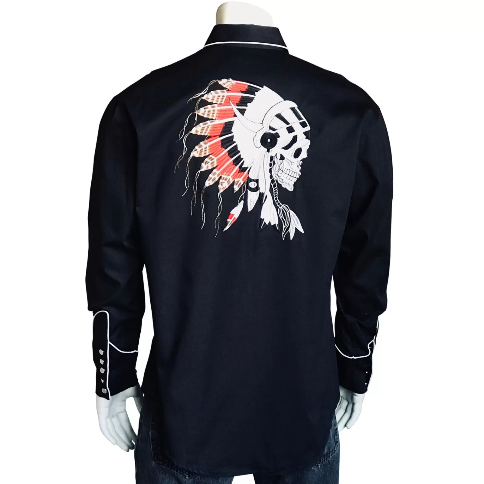 Rockmount Men'S Chief Skulls Vintage Embroidered Western Shirt Sale