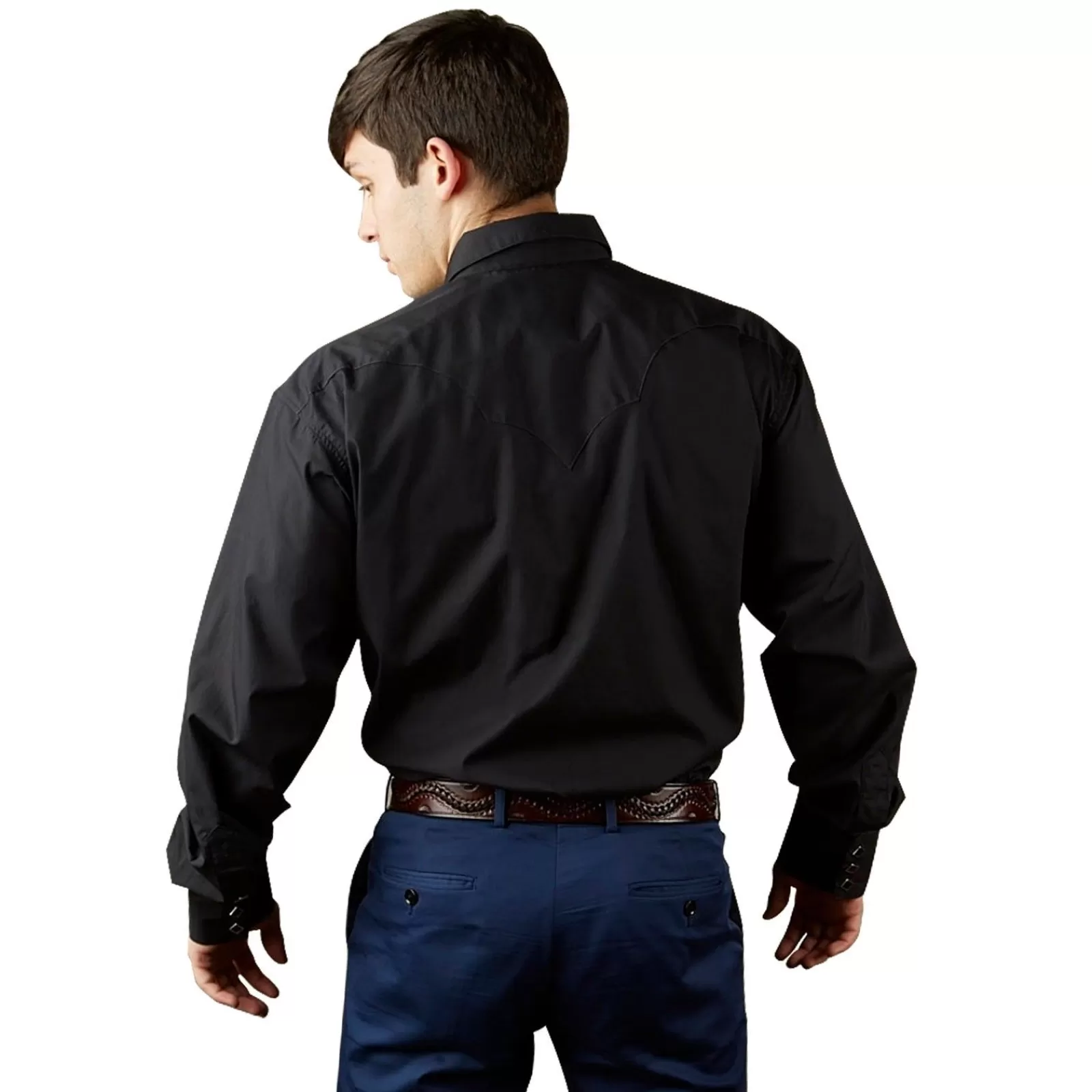 Rockmount Men'S Classic Pima Cotton Solid Black Western Shirt Clearance