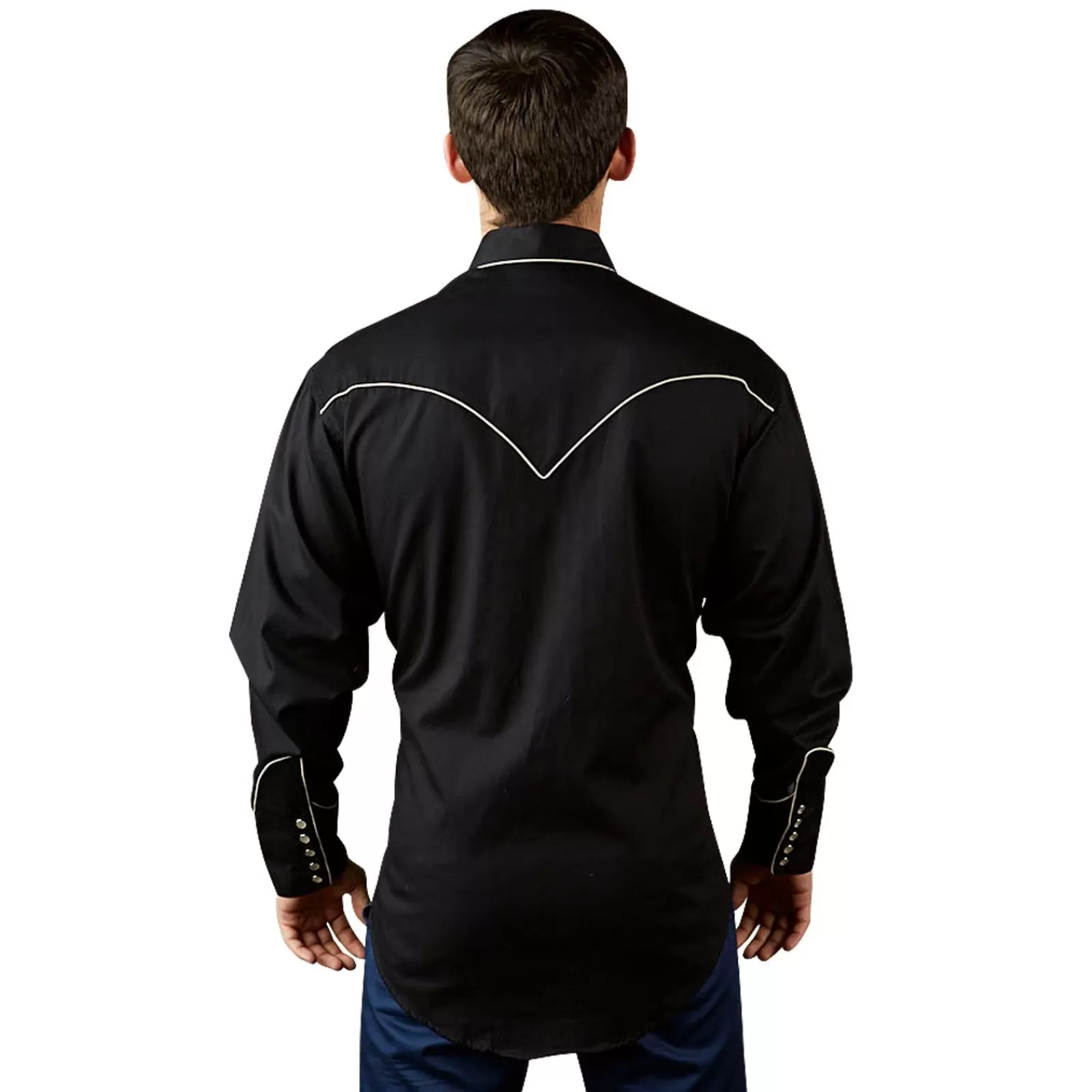 Rockmount Men'S Signature Solid Black Western Shirt With Smile Pockets Flash Sale