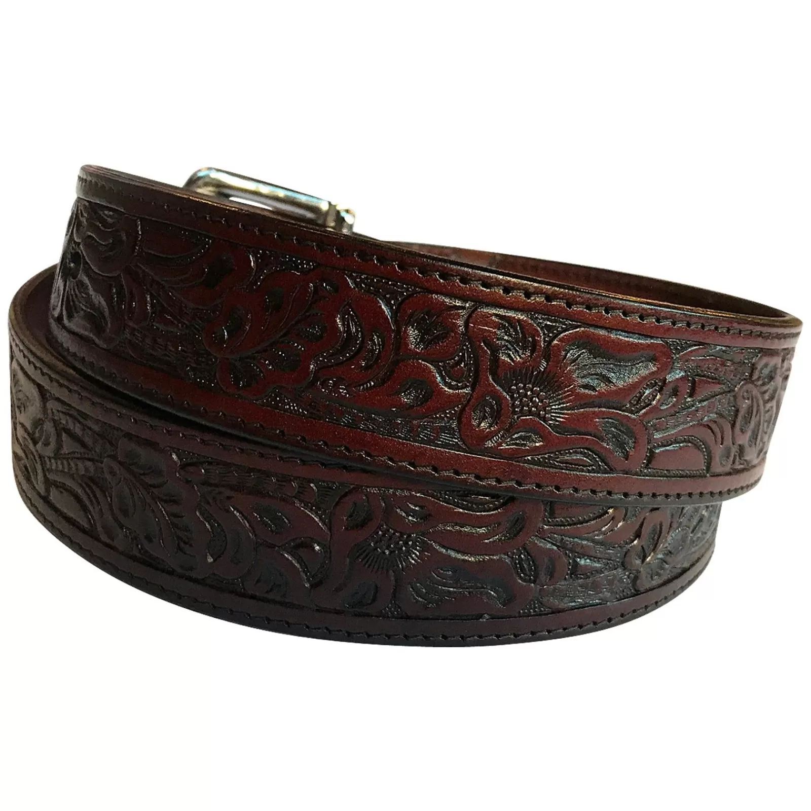 Rockmount Tooled Brown Floral Genuine Leather Western Belt Hot